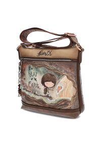 Brązowa Torebka Anekke Elegancka Damska Listonoszka Na Ramię. Kolor: brązowy. Wzór: aplikacja. Materiał: skórzane, zdobione. Styl: elegancki. Rodzaj torebki: na ramię #4