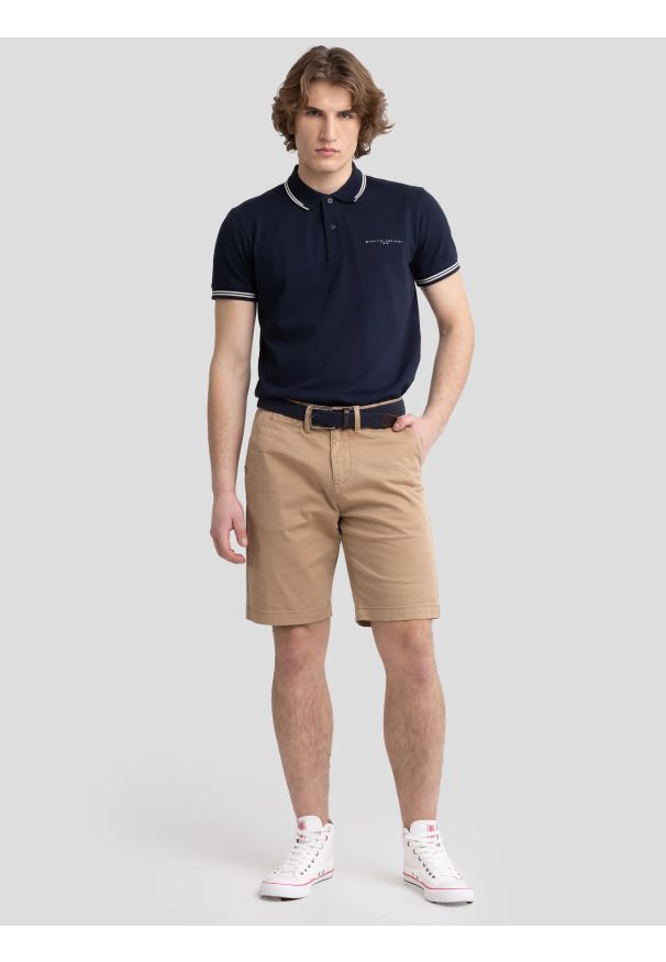 Big-Star - Koszulka męska polo granatowa Wladym 403. Okazja: na co dzień. Typ kołnierza: polo. Kolor: niebieski. Materiał: dzianina, materiał, jeans. Wzór: nadruk. Styl: elegancki, casual