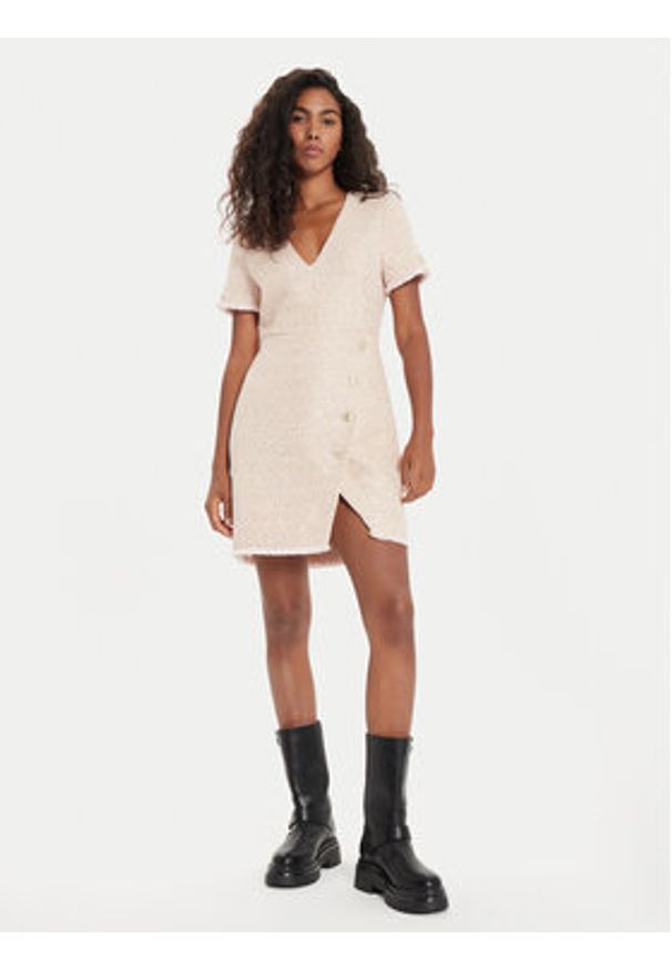 TwinSet - TWINSET Sukienka dzianinowa 241TP2425 Różowy Slim Fit. Kolor: różowy. Materiał: syntetyk