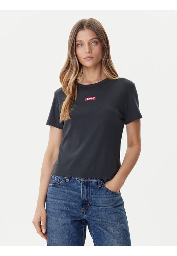 Levi's® T-Shirt Rickie 001Z9-0008 Czarny Slim Fit. Kolor: czarny. Materiał: bawełna