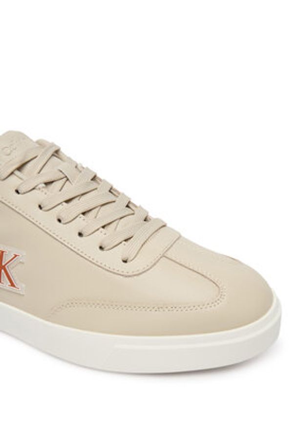 Calvin Klein Sneakersy Low Prof Cupsole Emb Lth HM0HM02124 Beżowy. Kolor: beżowy. Materiał: skóra