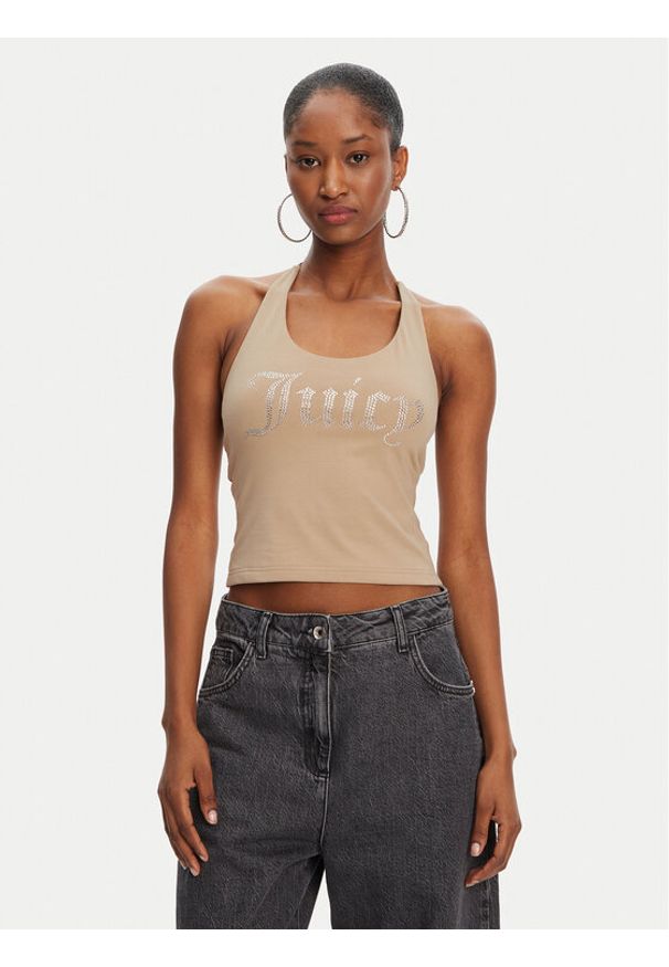 Juicy Couture Top Tied JCWCT125306 Beżowy Slim Fit. Kolor: beżowy. Materiał: bawełna
