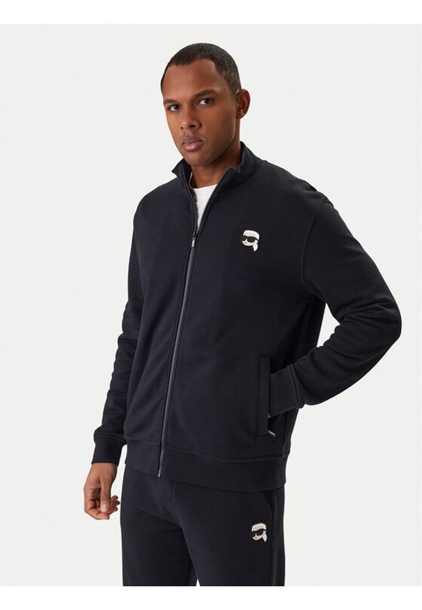Karl Lagerfeld - KARL LAGERFELD Bluza 705712 561900 Granatowy Regular Fit. Typ kołnierza: dekolt w karo. Kolor: niebieski. Materiał: bawełna