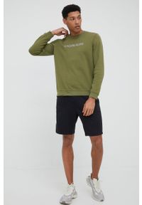 Calvin Klein Performance bluza dresowa męska kolor zielony z nadrukiem. Kolor: zielony. Materiał: dresówka. Wzór: nadruk
