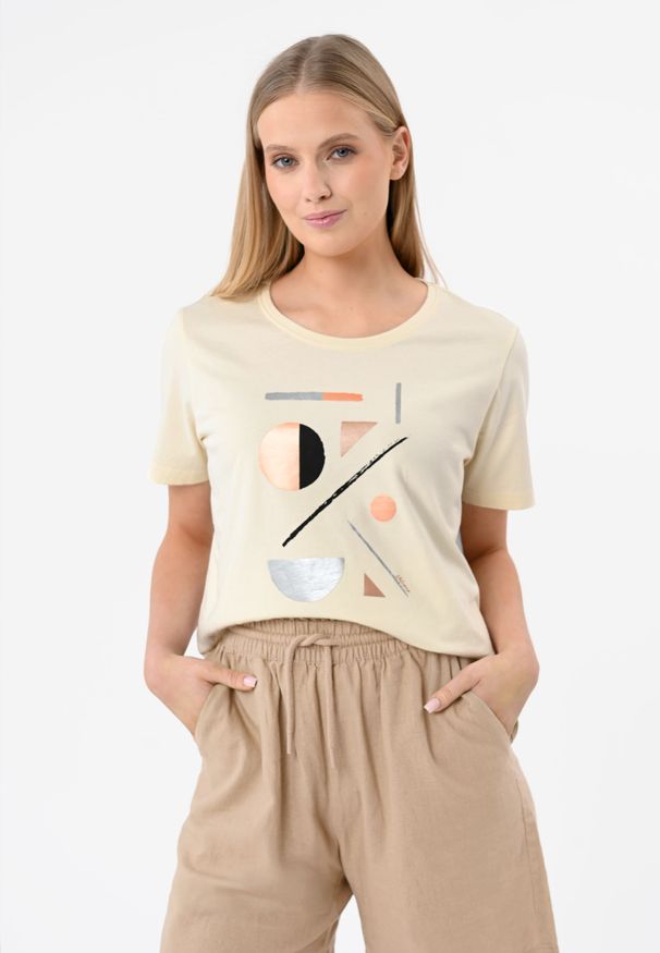 Volcano - Koszulka z printem T-HAUS. Materiał: bawełna, materiał. Długość rękawa: krótki rękaw. Długość: krótkie. Wzór: nadruk. Sezon: wiosna, lato. Styl: glamour, klasyczny