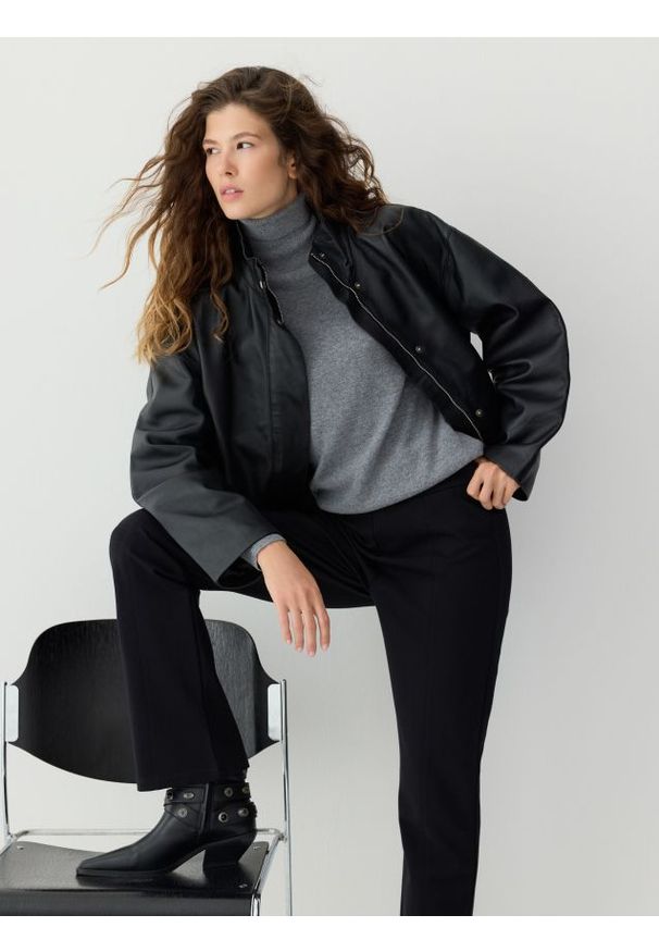 Reserved - Kurtka z owczej skóry - czarny. Kolor: czarny. Materiał: skóra