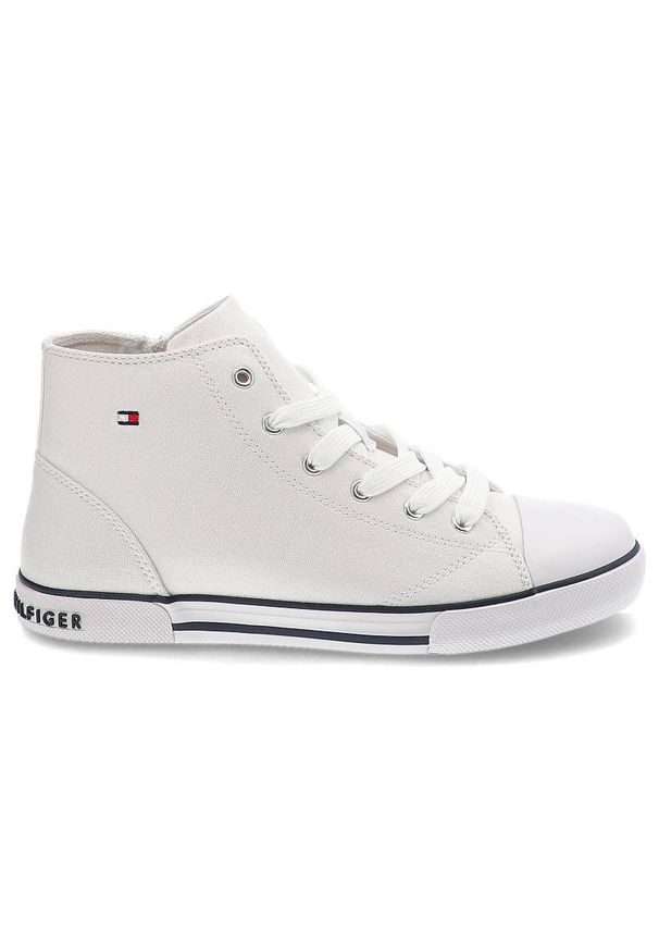 TOMMY HILFIGER - Białe Trampki Tommy Hilfiger Klasyczne Buty Damskie. Okazja: na co dzień. Kolor: biały. Materiał: materiał. Szerokość cholewki: normalna. Wzór: aplikacja. Styl: klasyczny