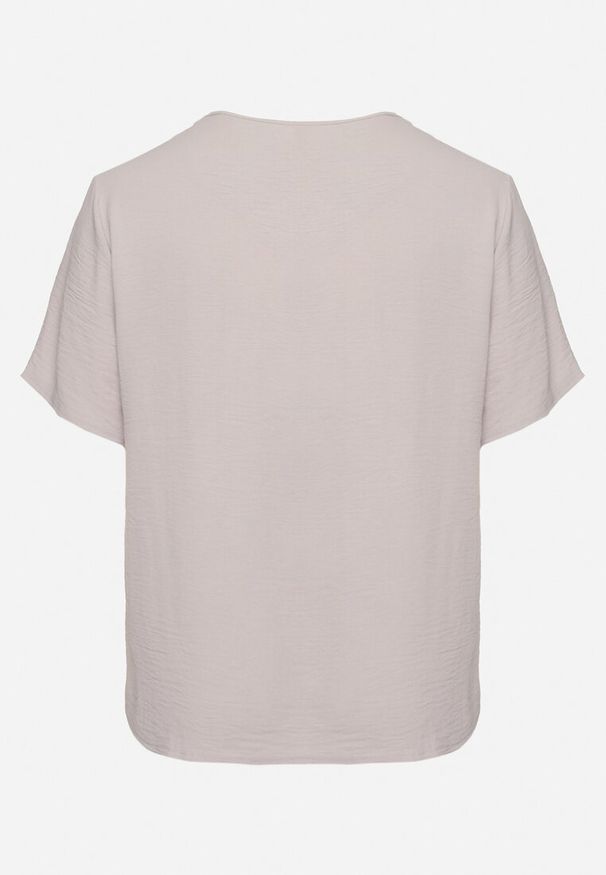 Born2be - Szara Klasyczna Bluzka z Krótkim Rękawem Nilbia. Okazja: na co dzień, na spotkanie biznesowe, do pracy. Kolekcja: plus size. Kolor: szary. Materiał: jeans. Długość rękawa: krótki rękaw. Długość: krótkie. Styl: klasyczny