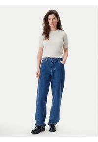Tommy Jeans Sweter DW0DW20380 Beżowy Regular Fit. Kolor: beżowy. Materiał: syntetyk