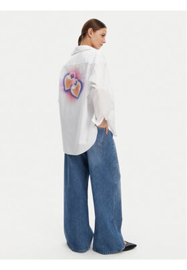Hugo - HUGO Koszula 50537159 Biały Oversize. Kolor: biały. Materiał: bawełna