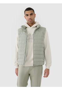 4f - 4F Bezrękawnik puchowy z wypełnieniem syntetycznym męski - khaki XXL. Okazja: na co dzień. Typ kołnierza: kołnierzyk stójkowy. Kolor: oliwkowy, brązowy, wielokolorowy. Materiał: puch, syntetyk. Długość rękawa: bez rękawów. Długość: długie. Styl: klasyczny, sportowy, casual