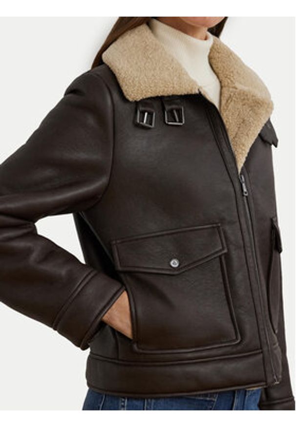 Lauren Ralph Lauren - LAUREN RALPH LAUREN Kurtka z imitacji skóry 297957530001 Brązowy Regular Fit. Kolor: brązowy. Materiał: skóra
