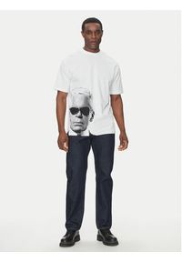 Karl Lagerfeld - KARL LAGERFELD T-Shirt 755240 552225 Biały Oversize. Typ kołnierza: dekolt w karo. Kolor: biały. Materiał: bawełna #4