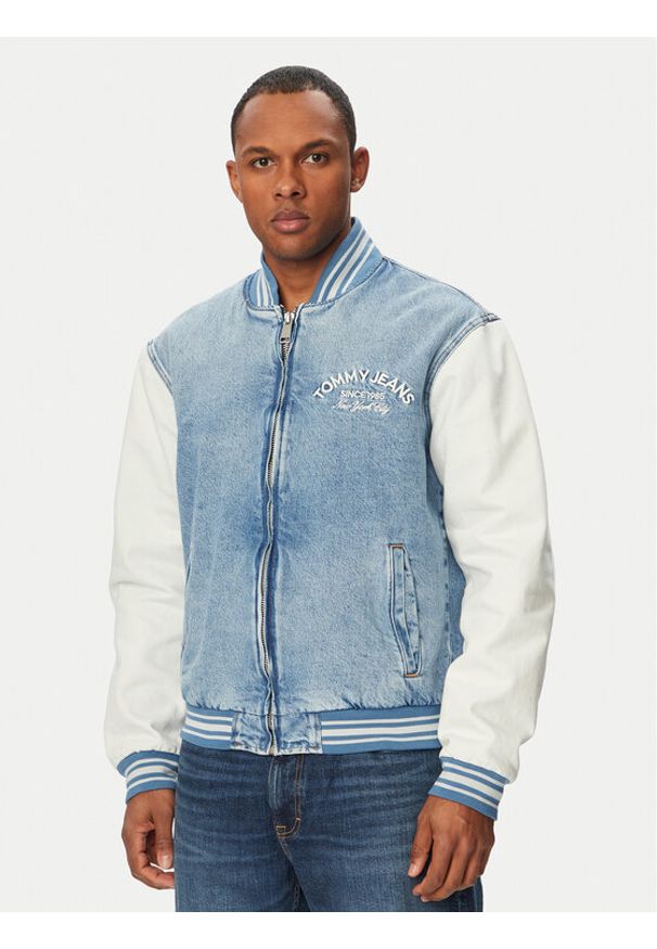Tommy Jeans Kurtka bomber DM0DM22498 Niebieski Regular Fit. Kolor: niebieski. Materiał: bawełna