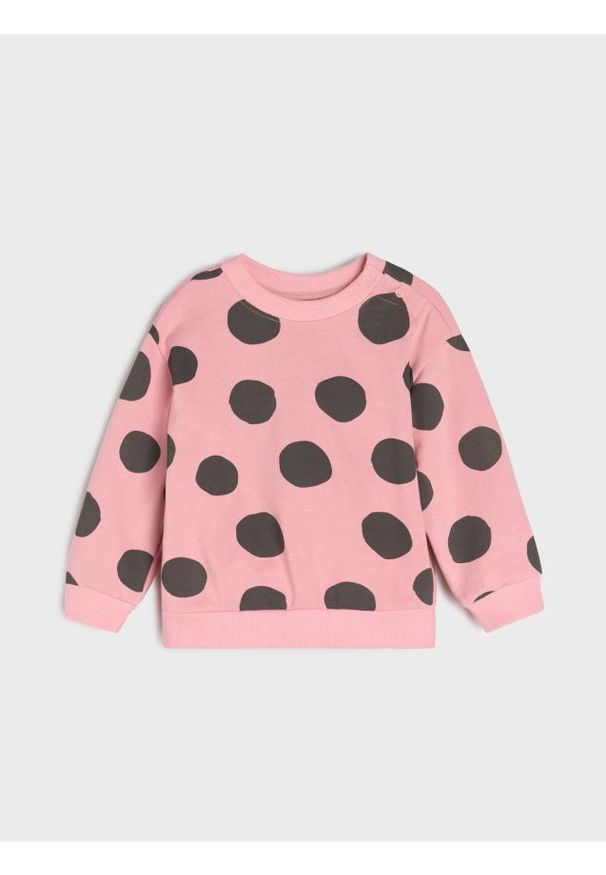 Sinsay - Bluza o szerszym kroju w groszki - różowy. Kolor: różowy. Wzór: grochy