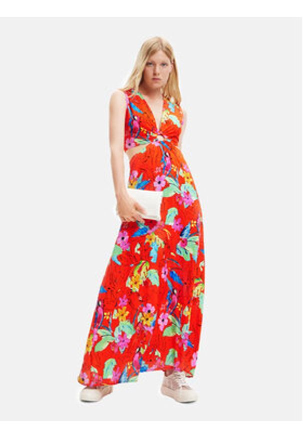 Desigual Sukienka letnia 23SWVW73 Czerwony Regular Fit. Kolor: czerwony. Materiał: wiskoza. Sezon: lato
