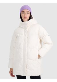 4f - 4F Kurtka puchowa z wypełnieniem syntetycznym damska - biała XL. Okazja: na co dzień. Kolekcja: moda ciążowa. Kolor: biały. Materiał: puch, syntetyk. Sezon: zima. Styl: casual #1