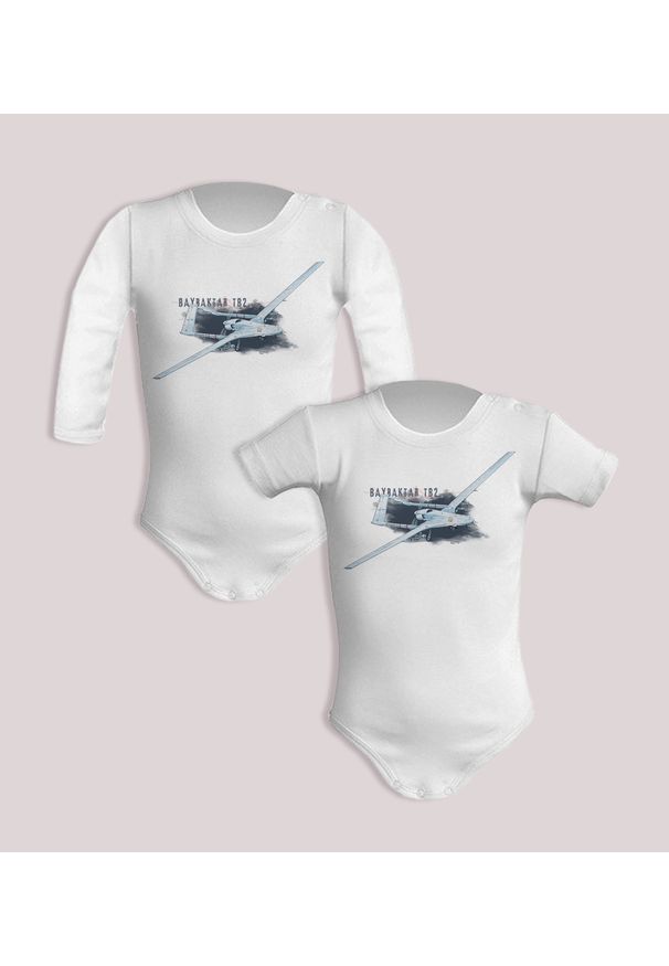 nikiniki - Bayraktar — body (Rozmiar: 3M; Długość rękawa: krótki; Rodzaj nadruku: Bayraktar TB2). Materiał: bawełna. Wzór: nadruk