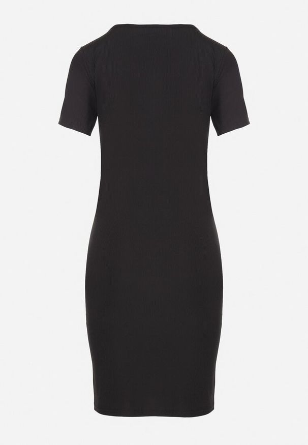 Born2be - Czarna Casualowa Sukienka z Bawełną Lumelisse. Okazja: na co dzień. Kolor: czarny. Materiał: bawełna. Typ sukienki: proste. Styl: casual