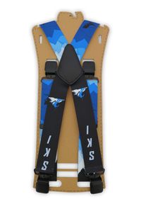 Modini - Szerokie czarno-niebieskie narciarskie szelki do spodni - SKI T38. Kolor: czarny, wielokolorowy, niebieski. Materiał: skóra, guma #1