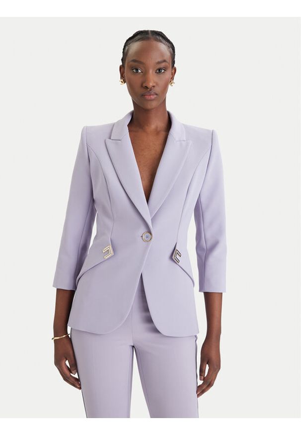 Elisabetta Franchi Marynarka GI-215-61E2-V590 Fioletowy Regular Fit. Kolor: fioletowy. Materiał: syntetyk