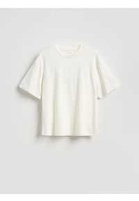 Reserved - Bawełniany t-shirt oversize - złamana biel. Materiał: bawełna #1