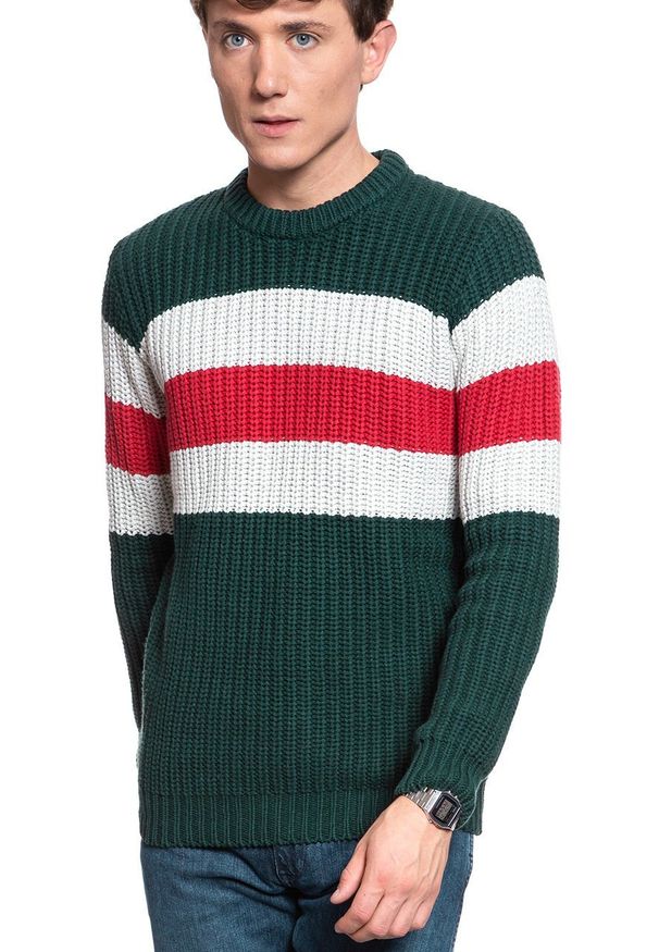 Wrangler - MĘSKI SWETER WRANGLER CHUNKY KNIT PINE W8A7PCG01 112132375. Wzór: kolorowy