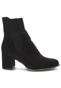 Czarne Botki Marco Tozzi Eleganckie Skórzane Buty Na Obcasie. Okazja: na spacer. Kolor: czarny. Materiał: skóra. Szerokość cholewki: normalna. Obcas: na obcasie. Styl: elegancki. Wysokość obcasa: średni #3