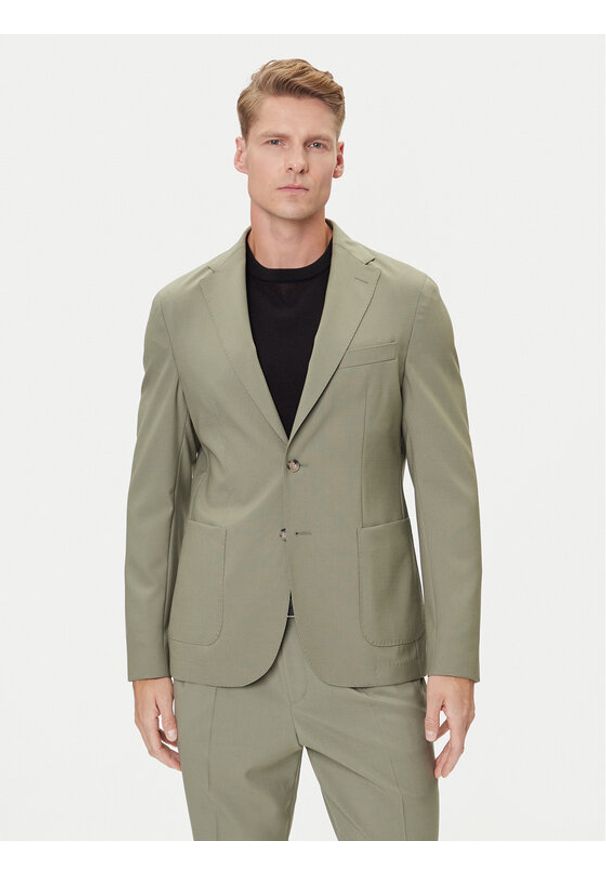 BOSS Marynarka C-Hanry 50545800 Zielony Slim Fit. Kolor: zielony. Materiał: wełna