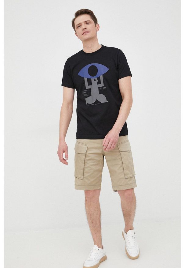 G-Star RAW - G-Star Raw t-shirt bawełniany kolor czarny z nadrukiem. Kolor: czarny. Materiał: bawełna. Wzór: nadruk