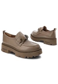 CheBello - Brązowe Półbuty Chebello Modne Skórzane Mokasyny Damskie. Okazja: na co dzień. Kolor: brązowy. Materiał: skóra. Styl: casual, klasyczny, elegancki #7