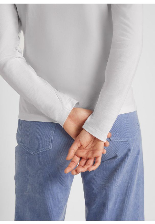 bonprix - Koszulka z długim rękawem slim fit, z czystej bawełny organicznej (2 szt.). Kolor: biały. Materiał: bawełna. Długość rękawa: długi rękaw. Długość: długie