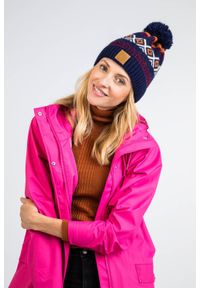 Ciepła czapka zimowa w norweskie wzory PaMaMi - Granatowy. Kolor: niebieski. Materiał: poliamid, akryl. Wzór: kolorowy, ze splotem. Sezon: zima. Styl: sportowy #3