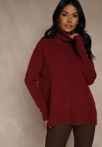 Renee - Bordowy Golf o Fasonie Klasycznego Swetra z Domieszką Kaszmiru Rorilaine. Okazja: na co dzień. Typ kołnierza: golf. Kolor: czerwony. Materiał: kaszmir. Długość rękawa: długi rękaw. Długość: długie. Wzór: aplikacja. Styl: klasyczny #1