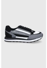Armani Exchange Buty kolor czarny. Nosek buta: okrągły. Zapięcie: sznurówki. Kolor: czarny. Materiał: guma