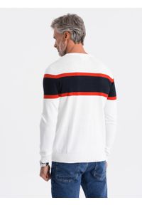 Ombre Clothing - Sweter męski - biały V5 - Rozmiar: XL. Kolor: biały. Materiał: jeans, bawełna. Styl: klasyczny