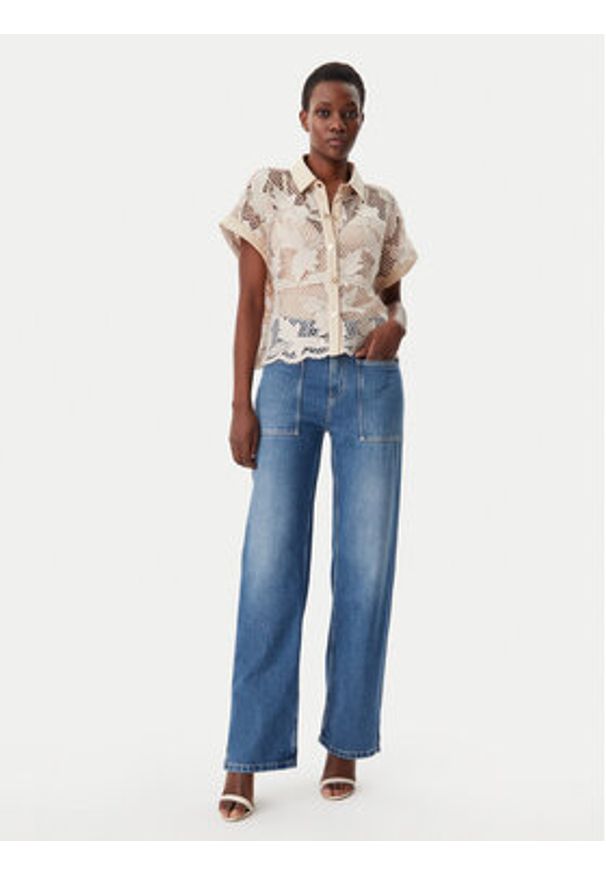 Lola Casademunt by Maite Koszula MS2515008 Écru Relaxed Fit. Materiał: syntetyk