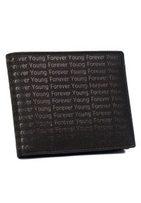 FOREVER YOUNG - Portfel skórzany Forever Young 701-SPG BLACK czarny. Kolor: czarny. Materiał: skóra. Wzór: gładki, aplikacja