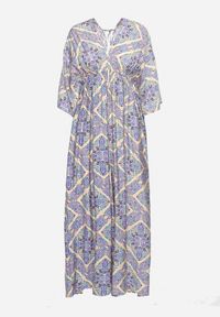 Born2be - Niebieski Kombinezon Boho z Gumką w Talii Wiązany na Plecach z Szerokimi Nogawkami Rodolia. Okazja: na co dzień. Kolor: niebieski. Długość rękawa: krótki rękaw. Długość: krótkie. Styl: boho #4