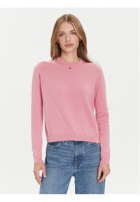 Tommy Jeans Sweter Essential DW0DW20159 Różowy Regular Fit. Kolor: różowy. Materiał: bawełna