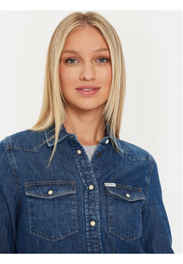 Guess Jeans Koszula jeansowa W4YH35 D5EI3 Granatowy Classic Fit. Kolor: niebieski. Materiał: bawełna, jeans