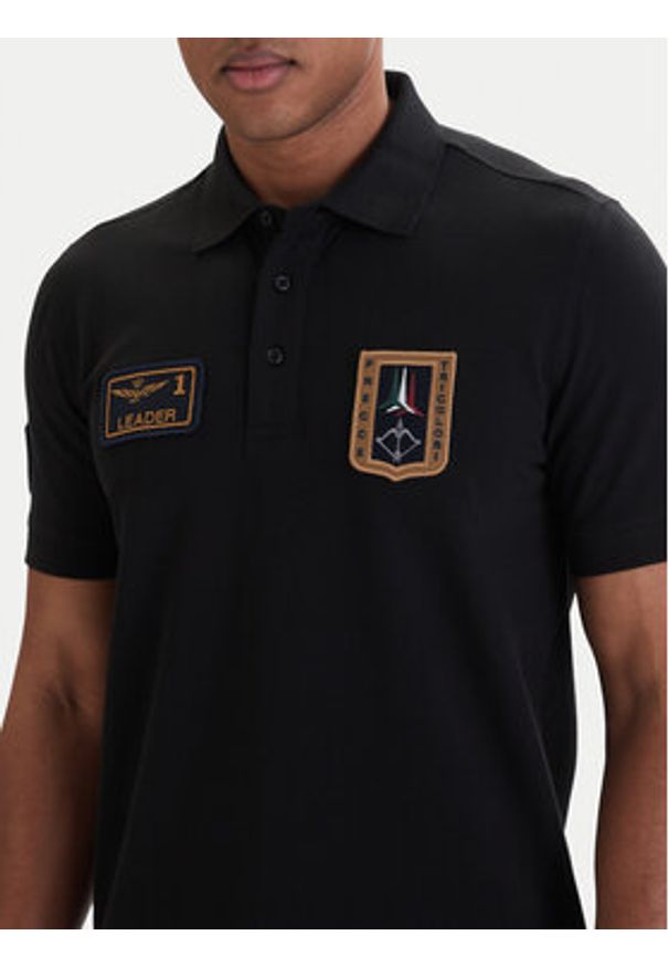 Aeronautica Militare Polo 261PO1927UP00191 Czarny Regular Fit. Typ kołnierza: polo. Kolor: czarny. Materiał: bawełna