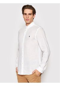 Polo Ralph Lauren Koszula 710829443002 Biały Slim Fit. Typ kołnierza: polo. Kolor: biały. Materiał: len