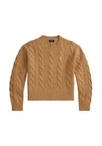 Polo Ralph Lauren Sweter 211A91216005 Beżowy Straight Fit. Typ kołnierza: polo. Kolor: beżowy. Materiał: wełna