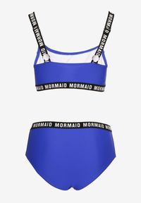 Renee - Niebieskie Bikini Majtki Typu Figi i Sportowa Góra Ozdobione Napisami Nevoneira. Kolor: niebieski. Wzór: napisy, aplikacja #6