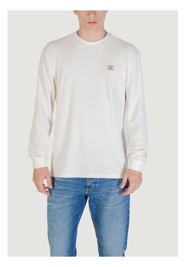 Calvin Klein Jeans Sweter LV040EM217 Écru Regular Fit. Materiał: syntetyk