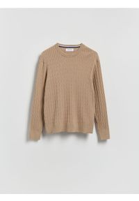 Reserved - Strukturalny sweter z bawełną - beżowy. Kolor: beżowy. Materiał: bawełna