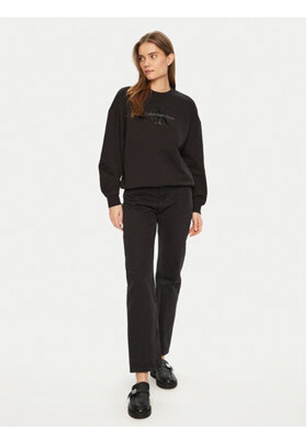 Calvin Klein Jeans Bluza Glossy Monologo J20J224724 Czarny Regular Fit. Kolor: czarny. Materiał: bawełna