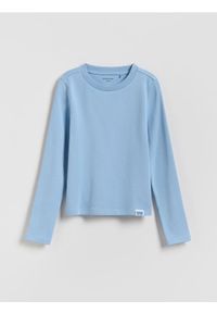 Reserved - Gładka koszulka - jasnoniebieski. Kolor: niebieski. Materiał: bawełna. Wzór: gładki #1