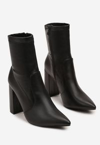 Born2be - Czarne Botki Vices na Słupku z Noskiem w Szpic Tadeina. Okazja: na spotkanie biznesowe, do pracy, na co dzień. Kolor: czarny. Materiał: jeans. Obcas: na słupku. Styl: klasyczny, biznesowy, casual #6